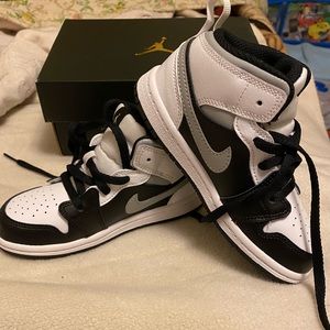 White Shadow Jordan 1s Mid top